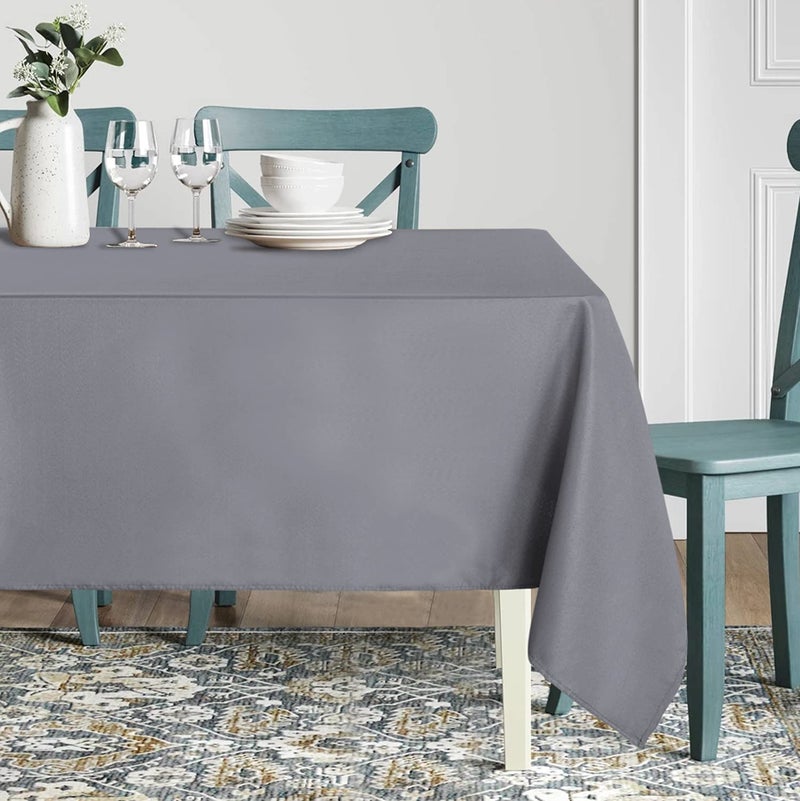sancua Rectangle Tablecloth - 60 x 84 Inch - Stain and Wrinkle Resistant Washable Polyester Table Cloth, Decorative Fabric Table Cover for Dining Tables, Buffet Parties and Camping, Light Grey - Image 2